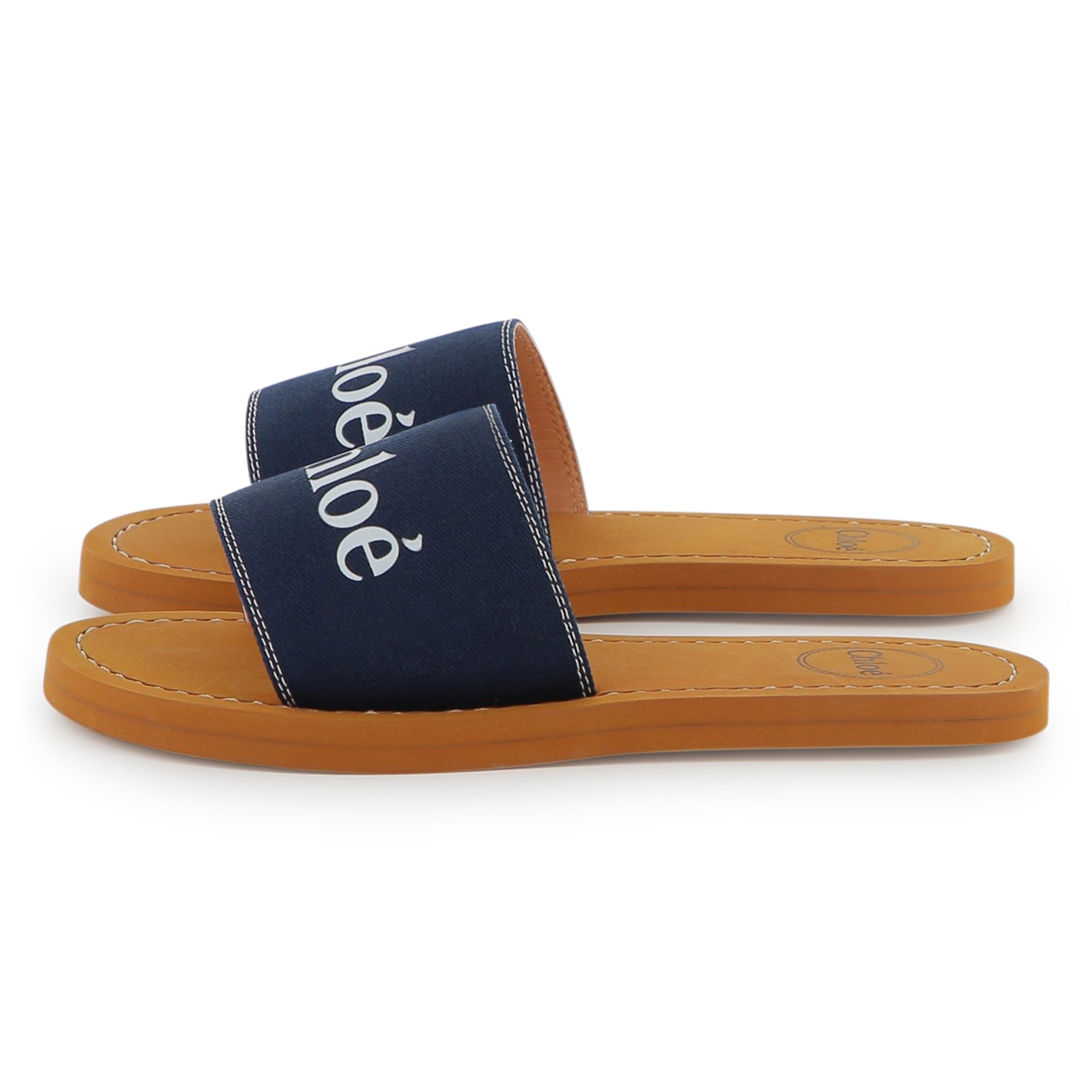 Chloe Girls Navy Logo Sandals