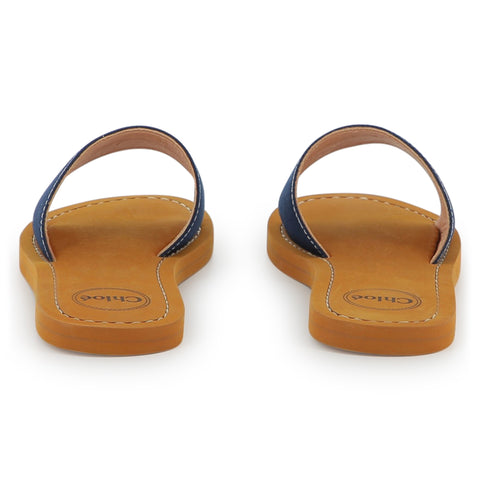 Chloe Girls Navy Logo Sandals