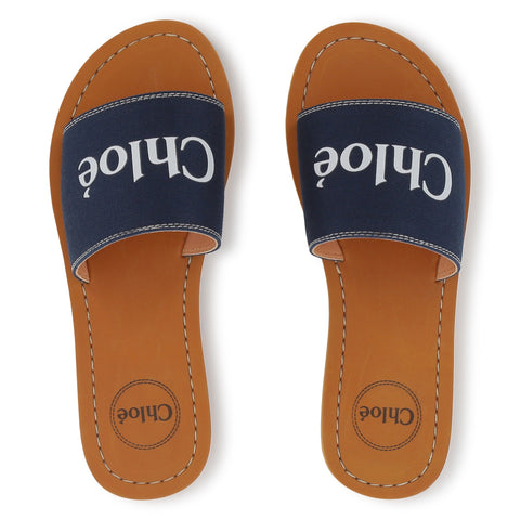 Chloe Girls Navy Logo Sandals