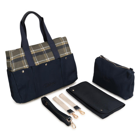 Chloe Navy Checked Baby Bag
