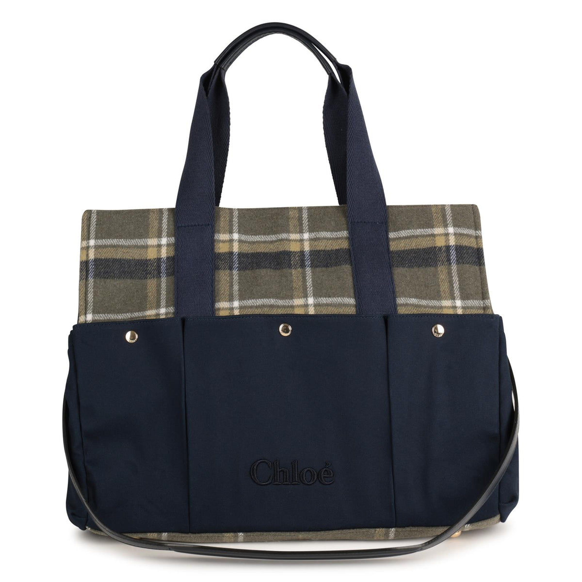 Chloe Navy Checked Baby Bag