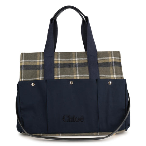 Chloe Navy Checked Baby Bag