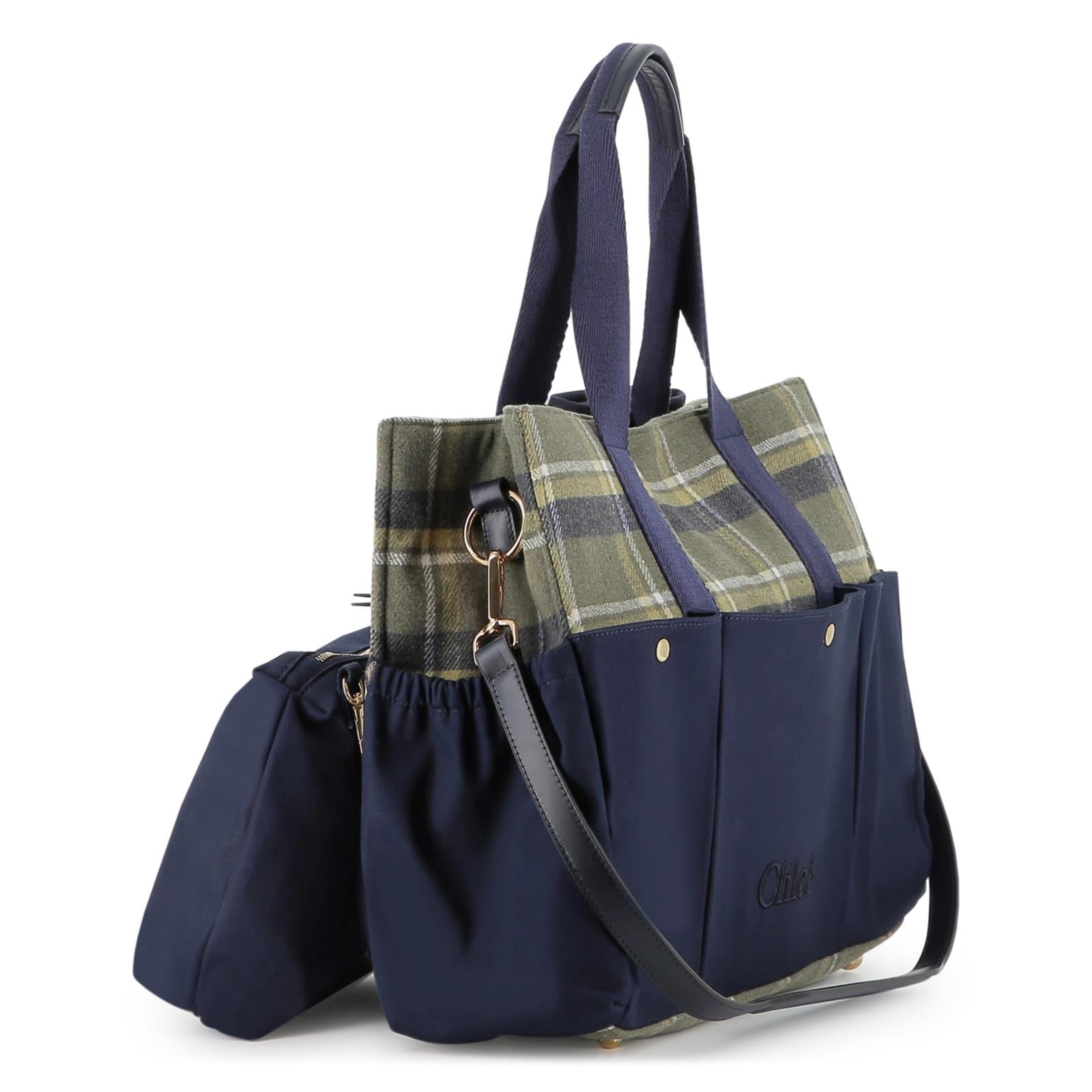 Chloe Navy Checked Baby Bag