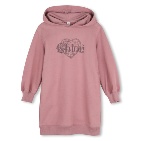 Girls Vintage Rose Hooded Heart Logo Dress