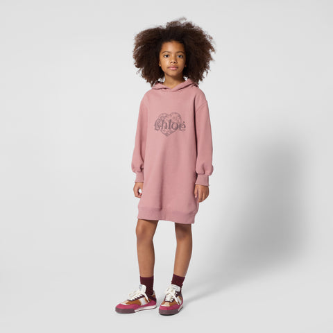 Girls Vintage Rose Hooded Heart Logo Dress