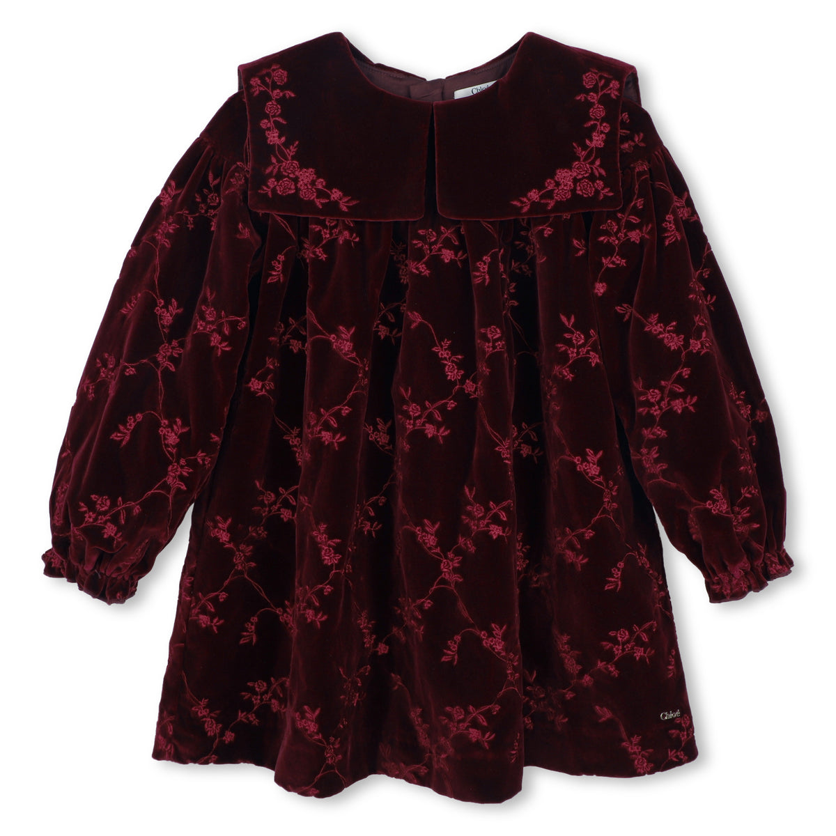 Girls Ruby Velvet Long Sleeved Dress