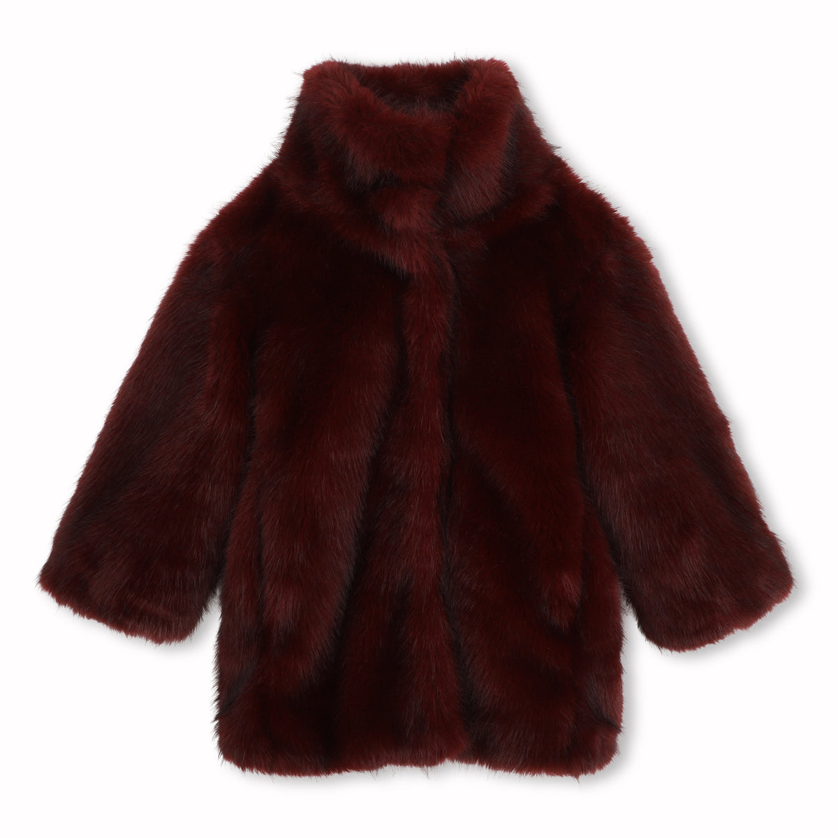 Girls Maroon Faux Fur Coat