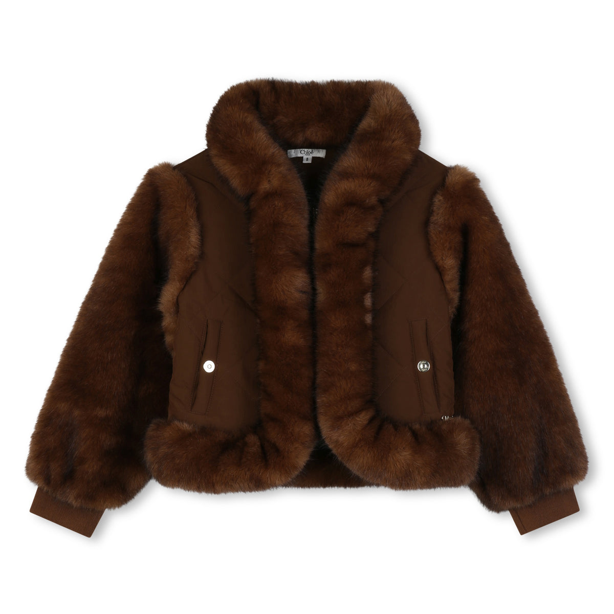 Girls Brown Faux Fur Jacket