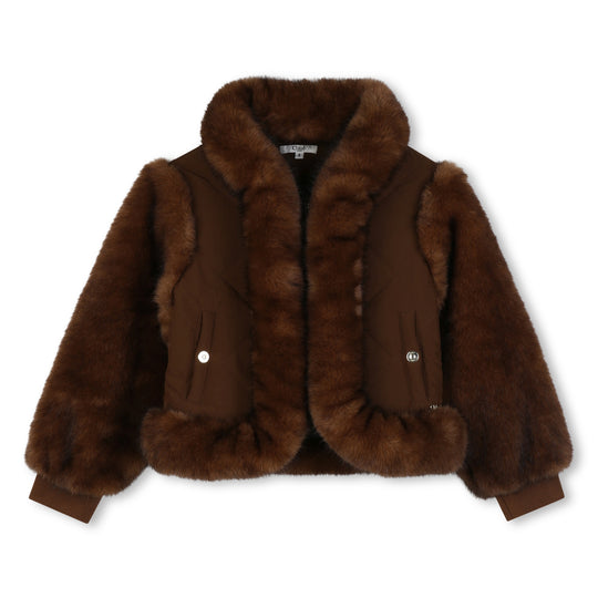 Girls Brown Faux Fur Jacket