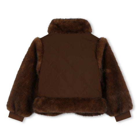 Girls Brown Faux Fur Jacket