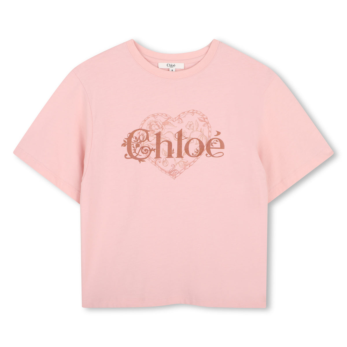 Girls Pink Short Sleeve Heart Logo T-Shirt