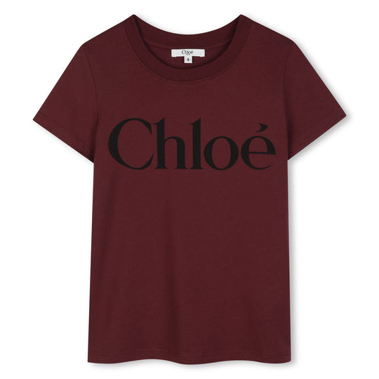 Girls Dark Plum Short Sleeve Logo T-Shirt