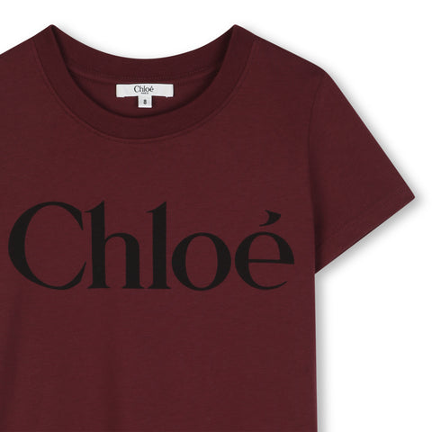 Girls Dark Plum Short Sleeve Logo T-Shirt
