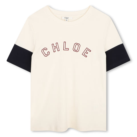 Girls Ivory Short Sleeve Logo T-Shirt