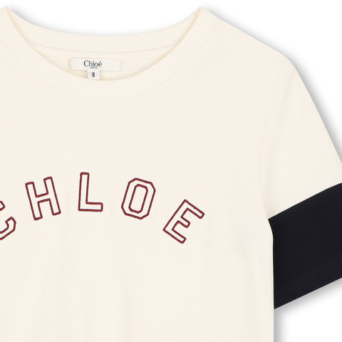 Girls Ivory Short Sleeve Logo T-Shirt