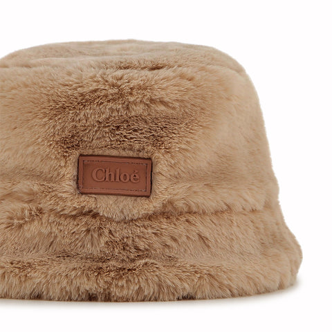 Girls Brown Faux Fur Hat