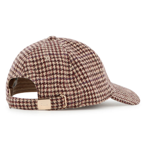 Girls Brown Checked Logo Cap