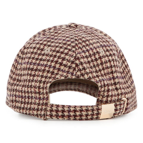 Girls Brown Checked Logo Cap