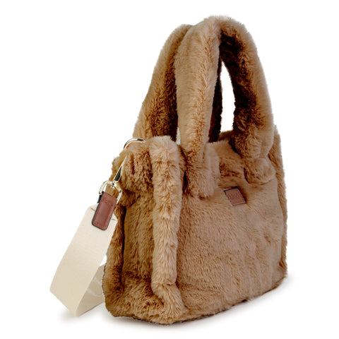 Girls Brown Faux Fur Bag