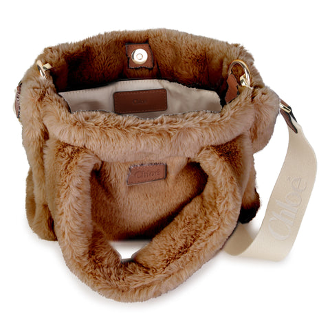 Girls Brown Faux Fur Bag