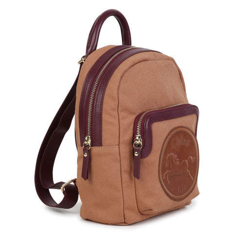 Girls Brown Logo Rucksack
