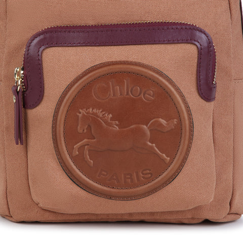 Girls Brown Logo Rucksack