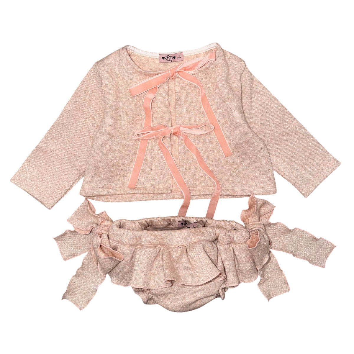Girls Pink Bow Bloomer Set