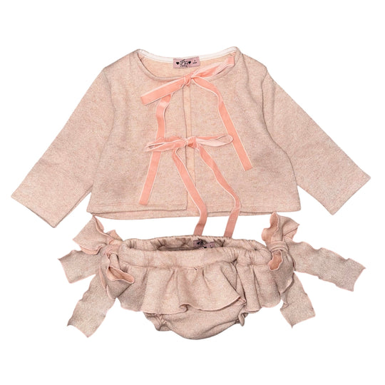 Girls Pink Bow Bloomer Set