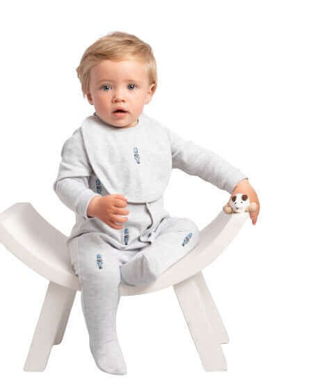 Boys Grey Soldier Babygrow With Bib