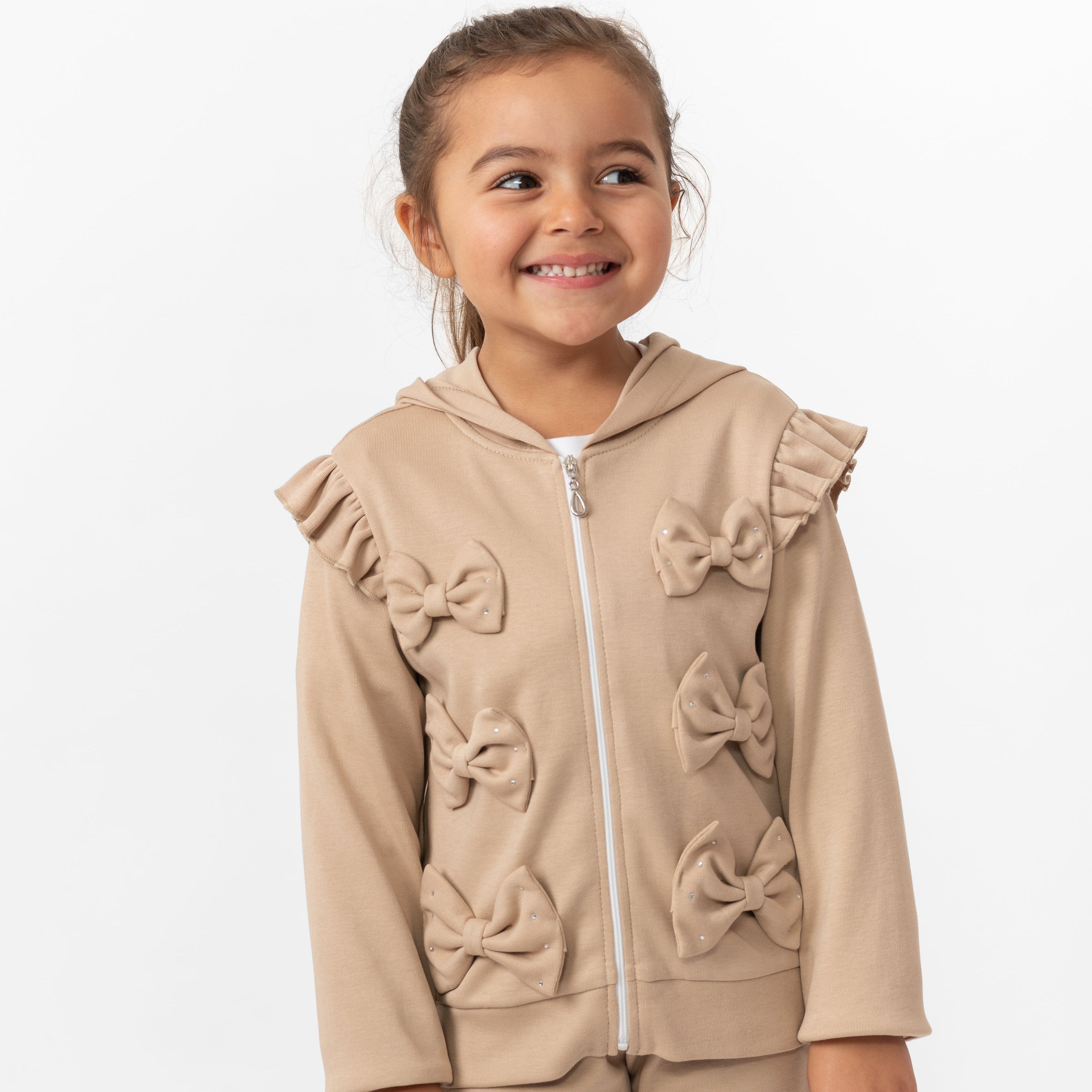 Caramelo Kids Girls Mink Diamante Bow Three Piece Tracksuit