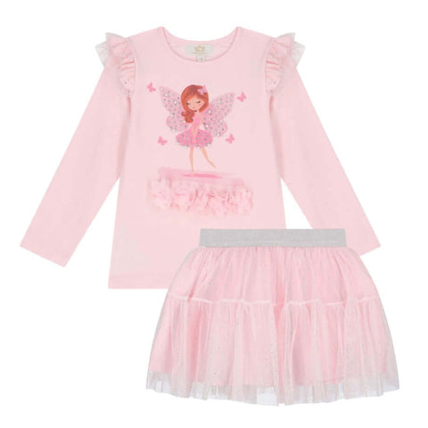 Caramelo Kids Girls Pink Tulle Fairy Sparkle Skirt Set