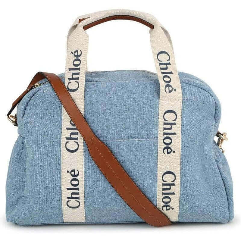 Chloe Baby Blue Denim Logo Changing Bag