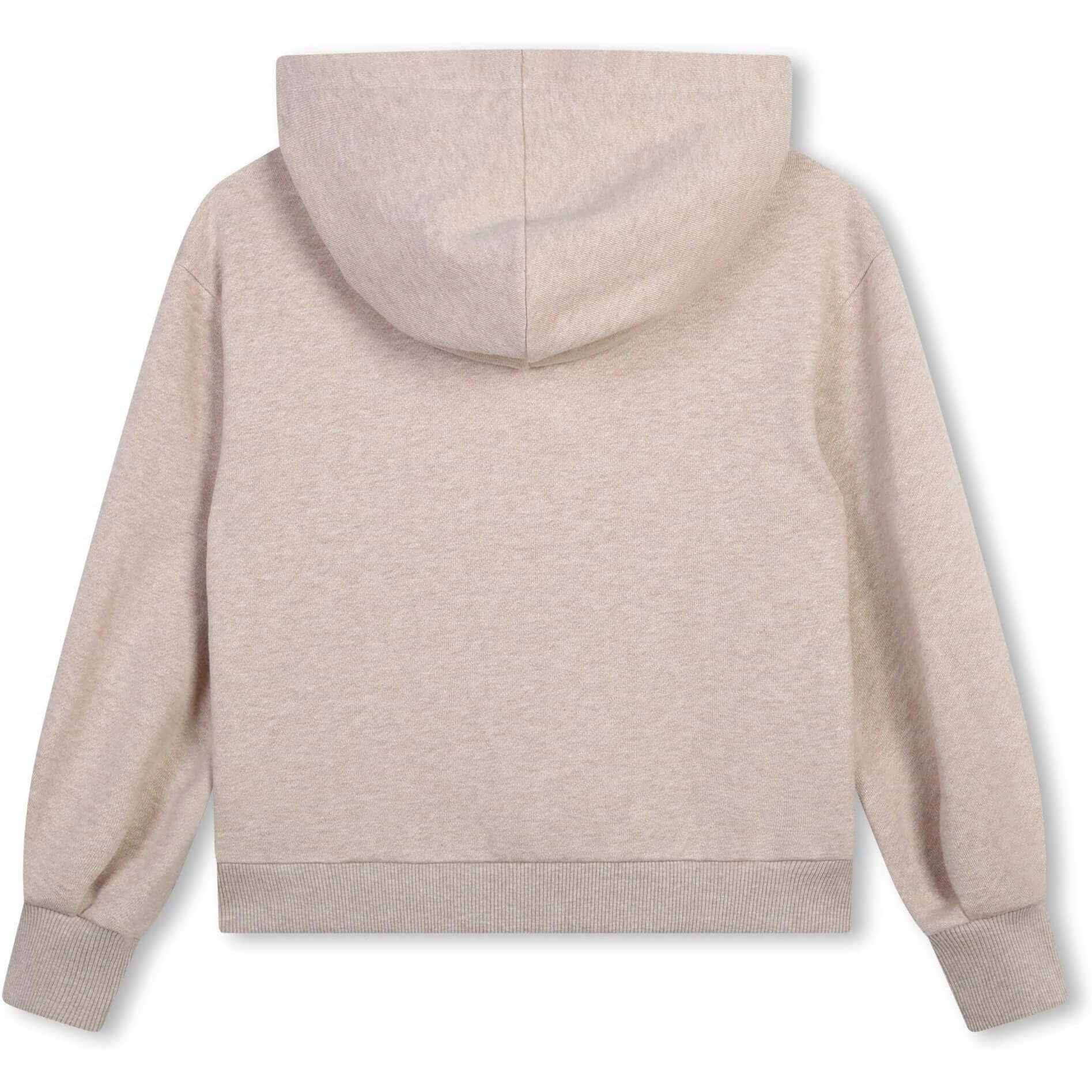 Chloe Girls Beige Organic Flower Hoodie