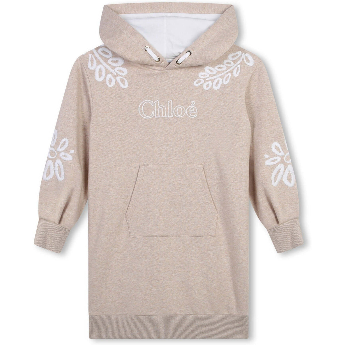 Chloe Girls Beige Organic Flower Sweater Dress