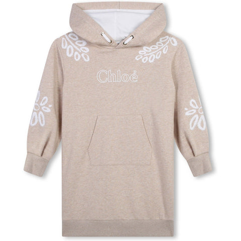 Chloe Girls Beige Organic Flower Sweater Dress