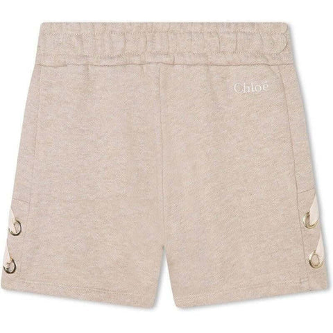 Chloe Girls Beige Shorts With Side Ribbons