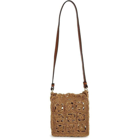 Chloe Girls Brown Crochet Leather Strap Bag