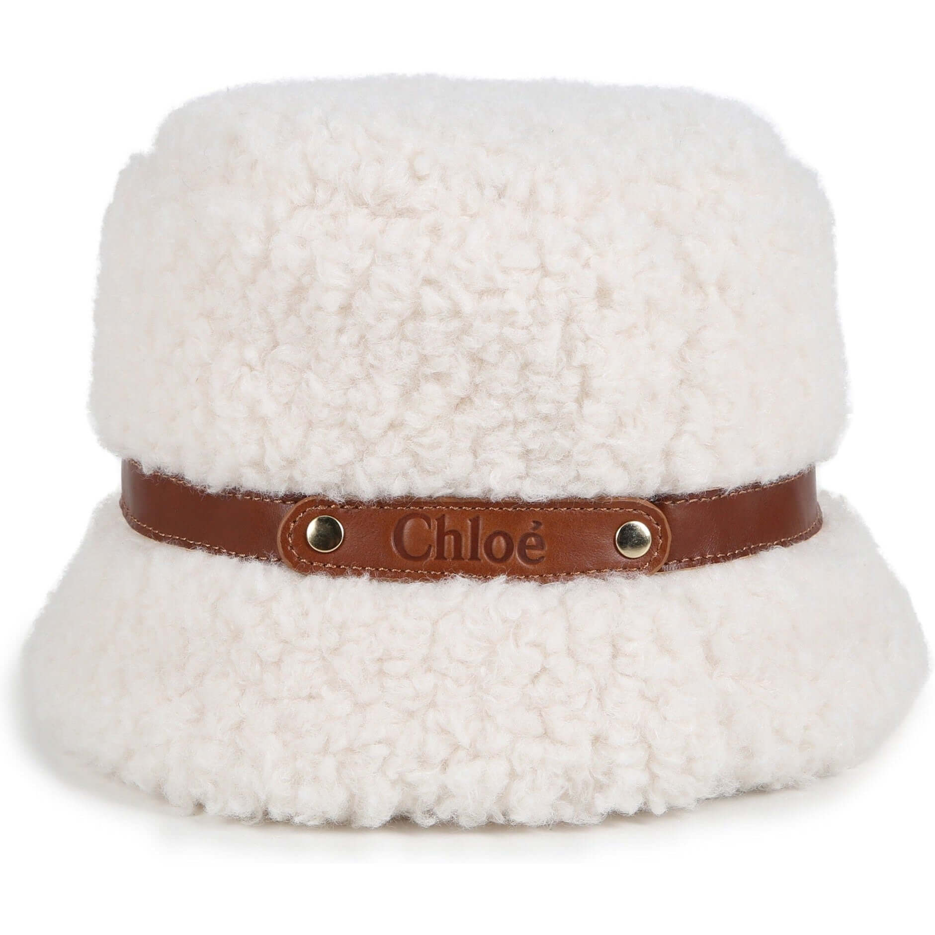 Chloe Girls Cream Shearling Hat