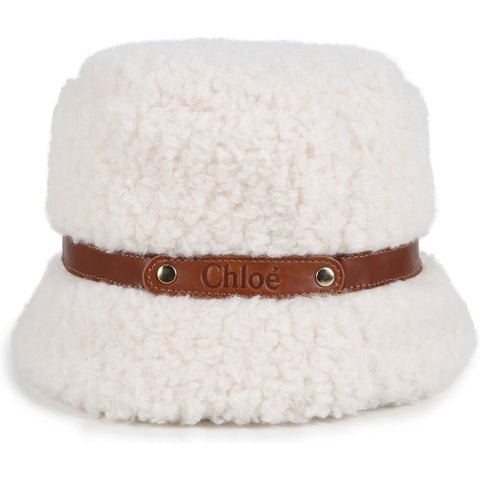 Chloe Girls Cream Shearling Hat