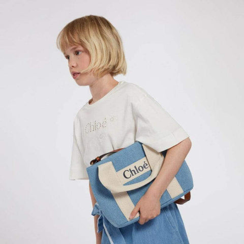 Chloe Girls Denim Logo Shoulder Bag