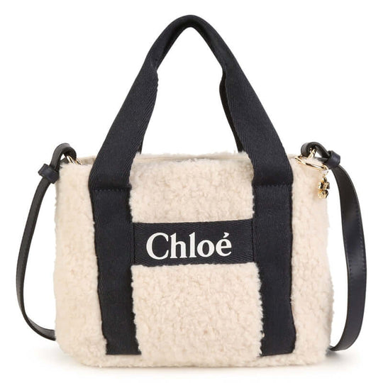 Girls Navy Faux Fur Shoulder Bag