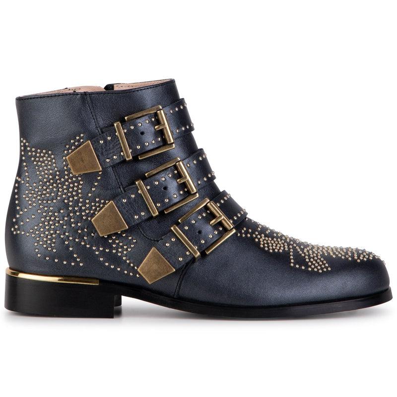 Chloe Girls Navy Leather Ankle Boots