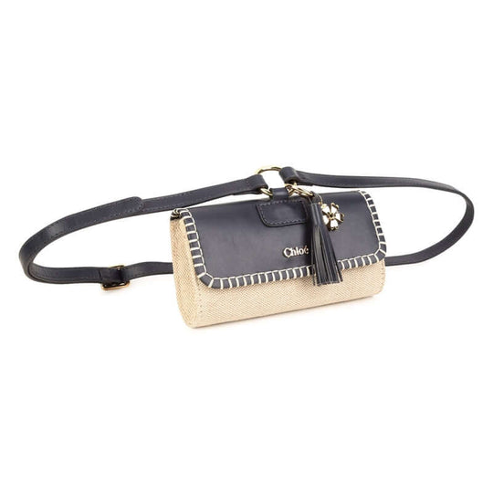 Girls Navy Leather Belt Bum Bag