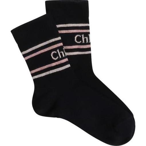 Chloe Girls Navy Logo Socks