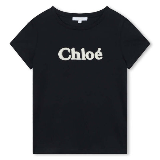 Girls Navy Organic Logo Short Sleeves T-Shirt