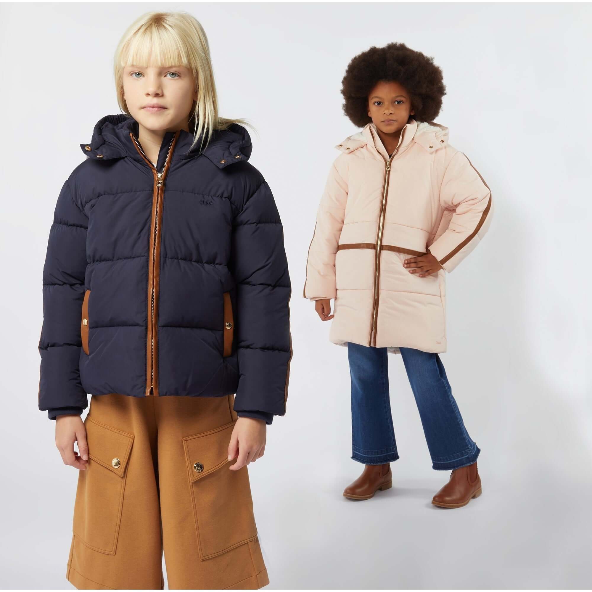 Chloe Girls Navy Quilted Puffer Coat