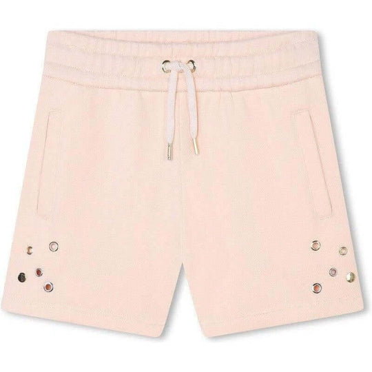 Girls Peach Eyelet Shorts