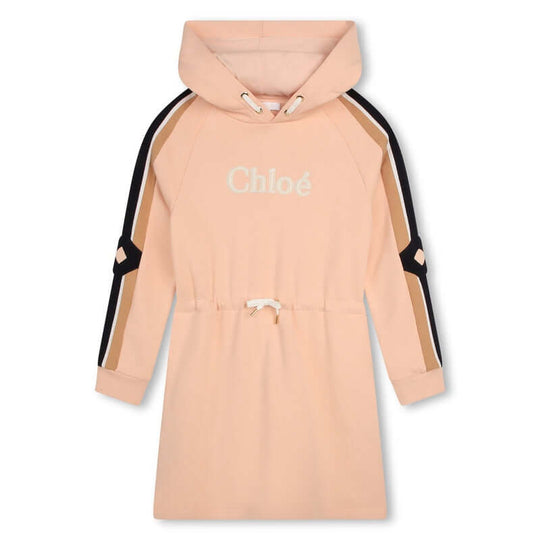 Girls Peach Logo Hooded fleece Dress