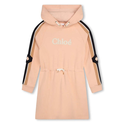 Chloe Girls Peach Logo Hooded fleece Dress