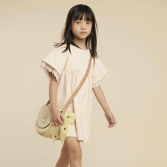 Girls Peach Scallop Sweatshirt Dress